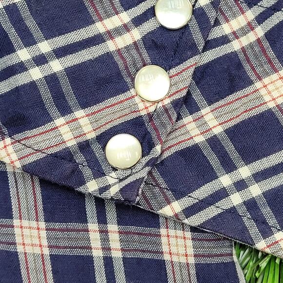 Vintage Wrangler Western Snap Shirt Large 22x30 Shadow Plaid - Picture 5 of 11